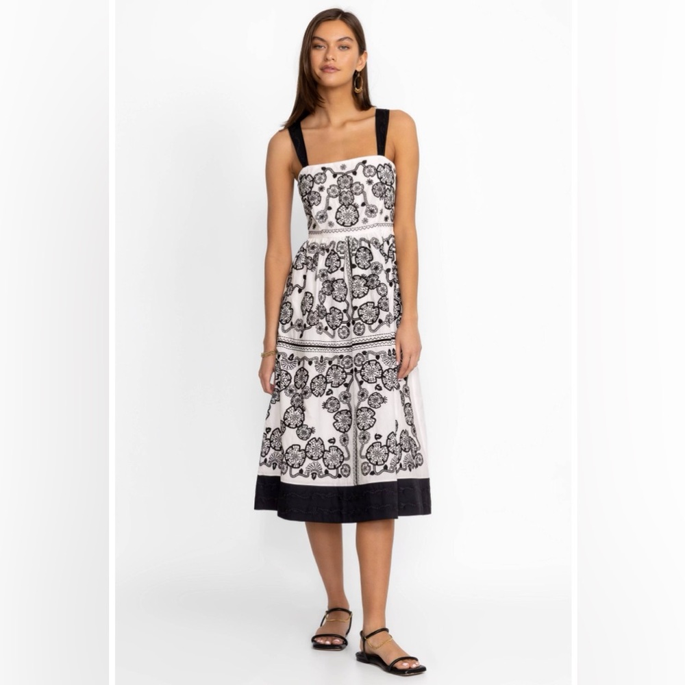 NWT Johnny Was Mel Embroidered Cotton Midi-Dress